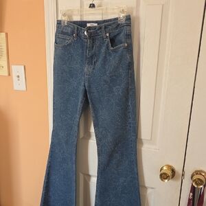 Forever 21 Blue Floral Flare Jeans